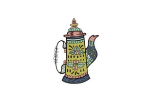 Lime Tea Pot: A Fresh Take on Tea-Themed Embroidery