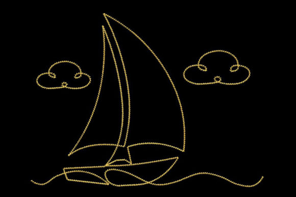 Minimalist Boat: A Low-Stitch Embroidery Design for Small Shops