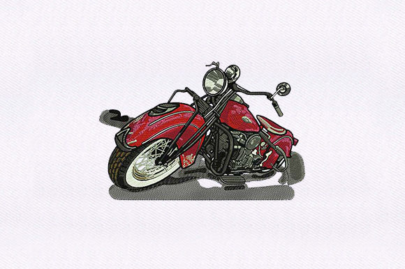 Red Chopper Embroidery Design for Holiday Product Collections